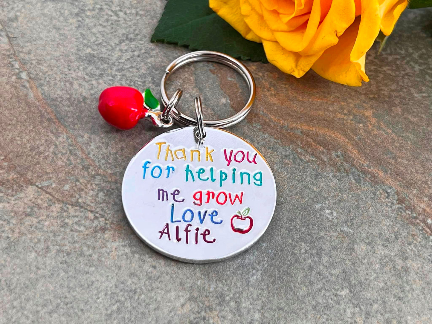 'Thank You For Helping Me Grow' Teacher's Keyring