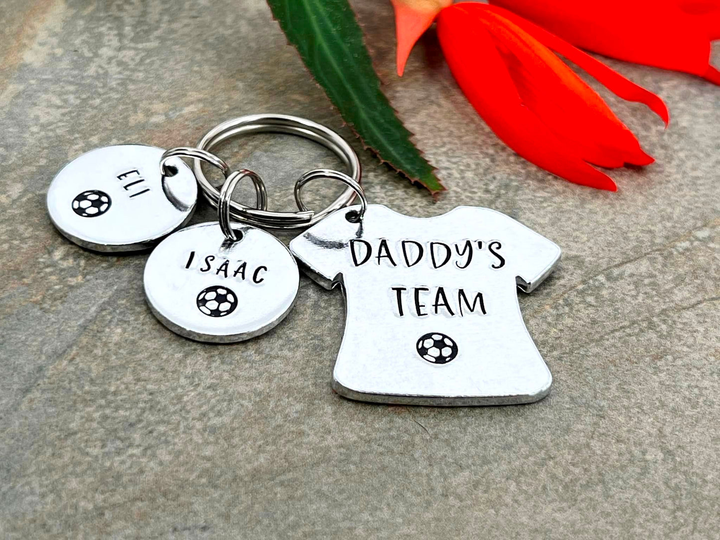 'Daddy's Team' Football Player Keyring