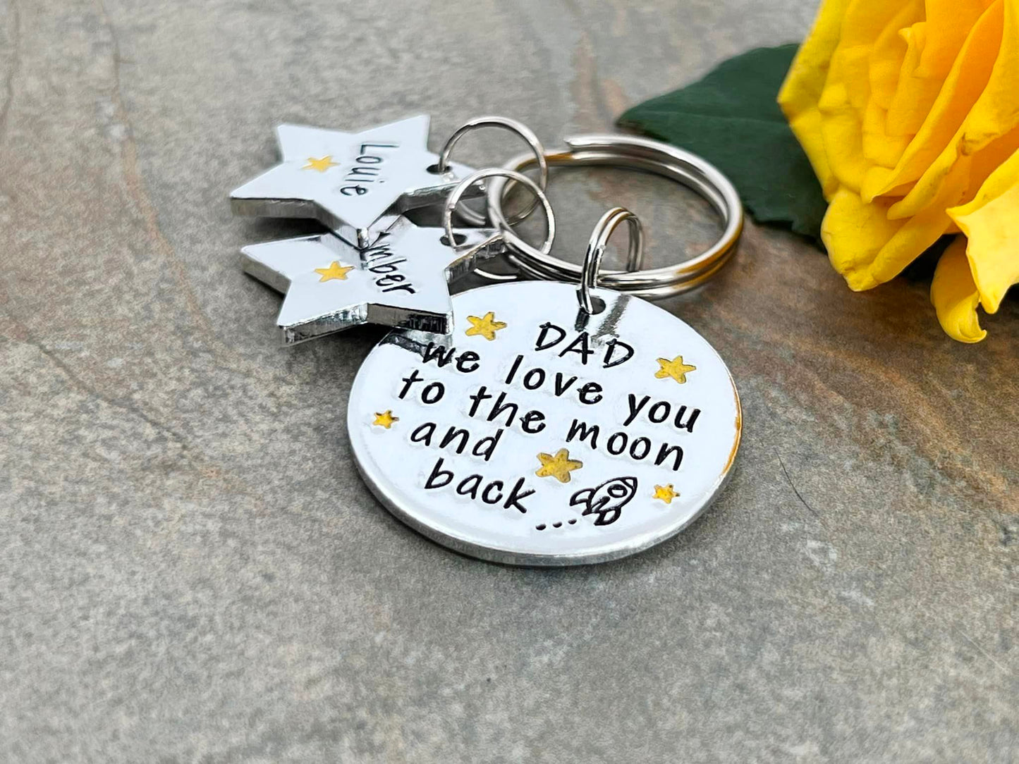 'Daddy I Love You To The Moon and Back' Keyring