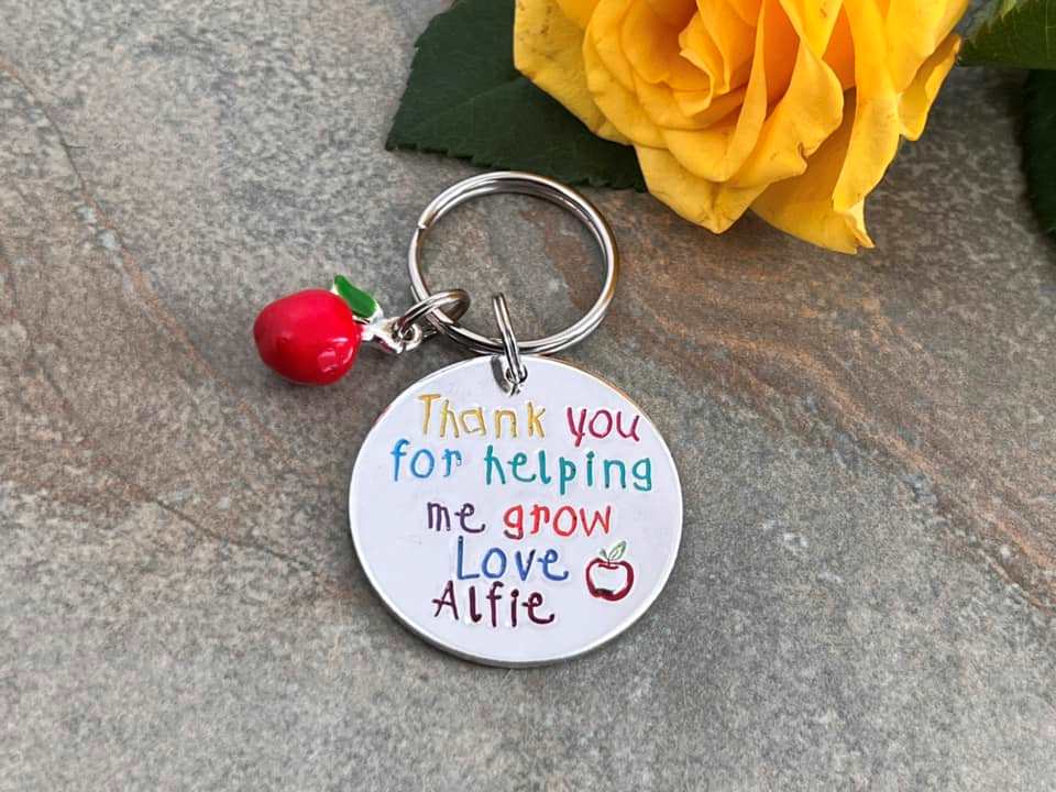 'Thank You For Helping Me Grow' Teacher's Keyring