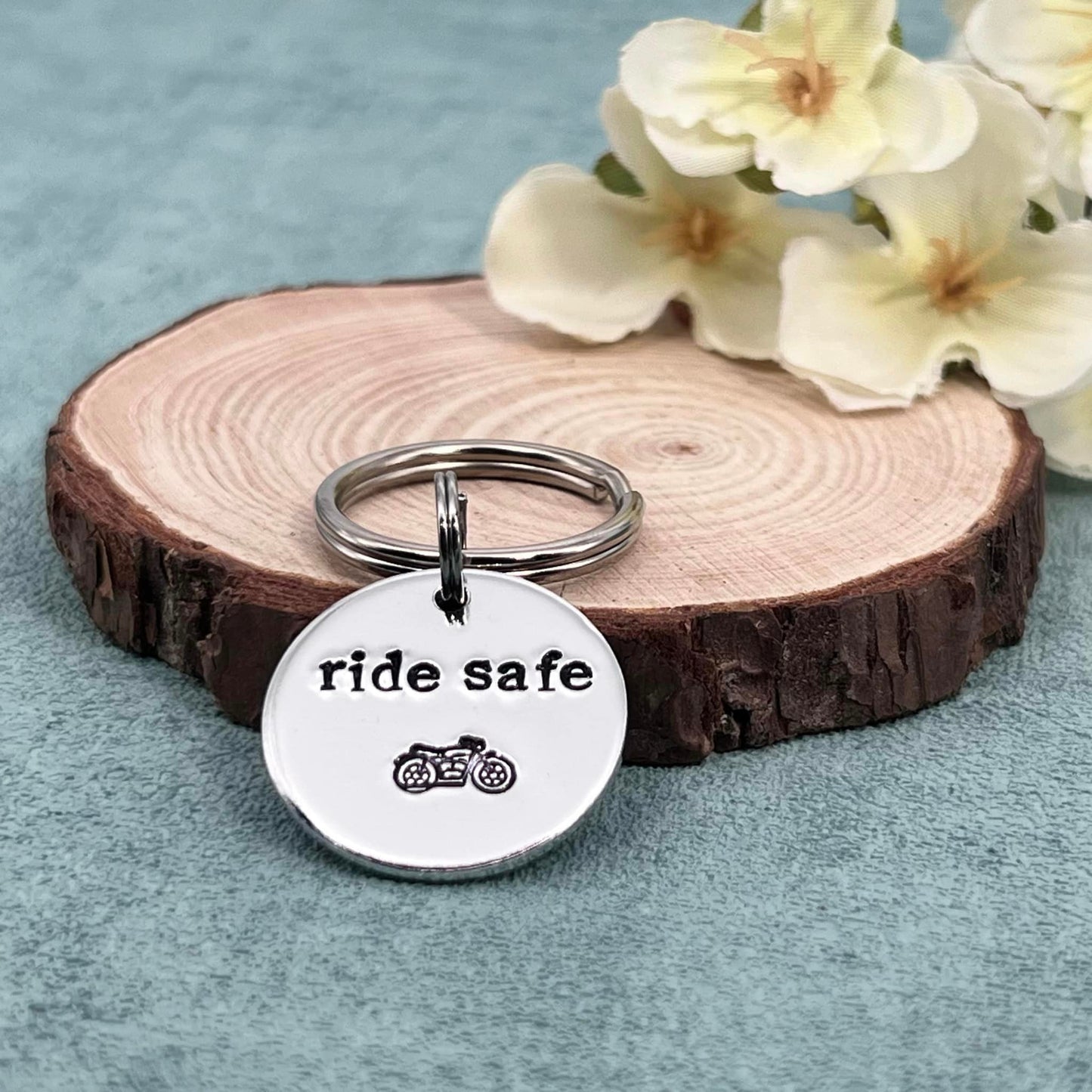 Motorbike Keyring, Biker Cycler Gift, Ride Safe Keyring, Valentines Gift for Him