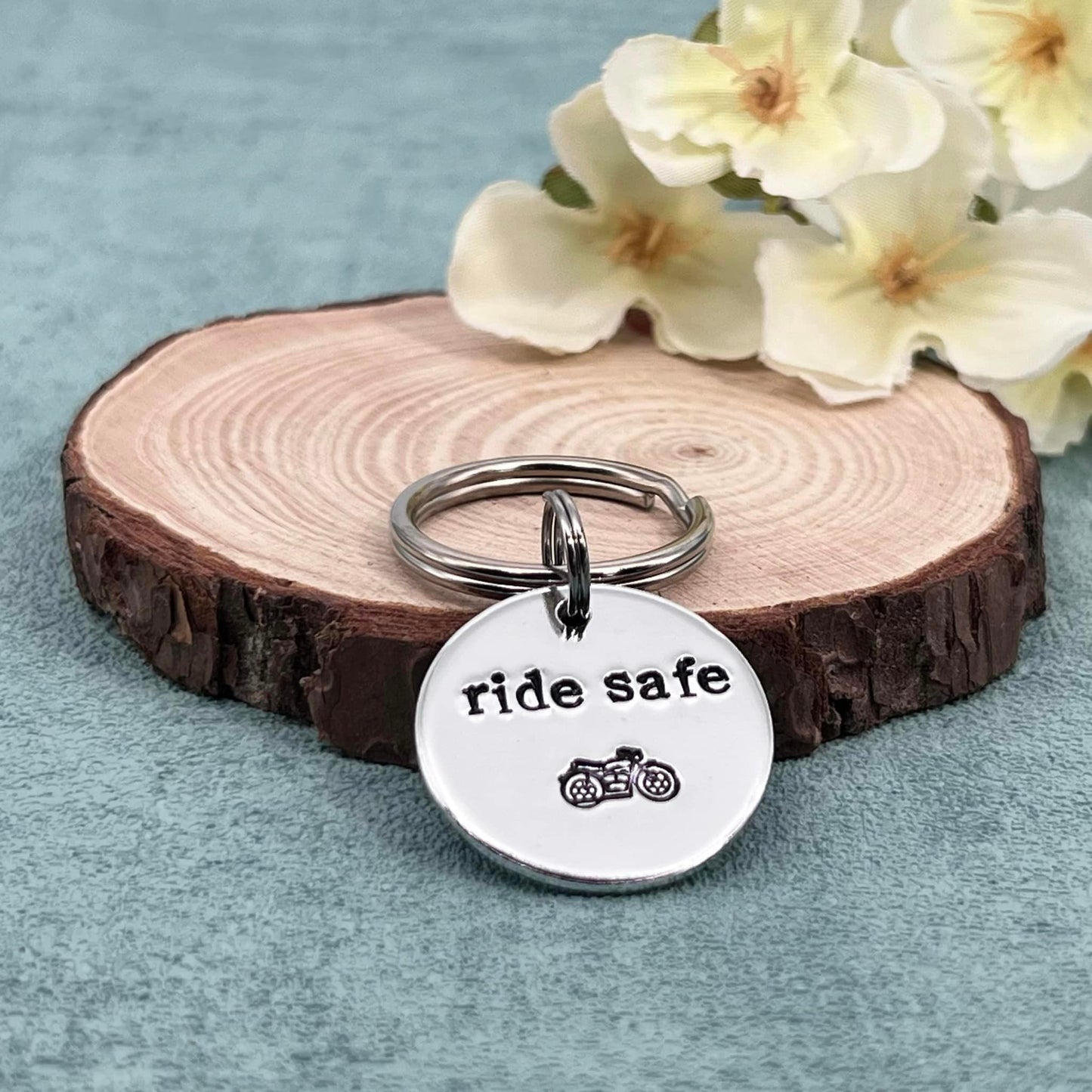 Motorbike Keyring, Biker Cycler Gift, Ride Safe Keyring, Valentines Gift for Him