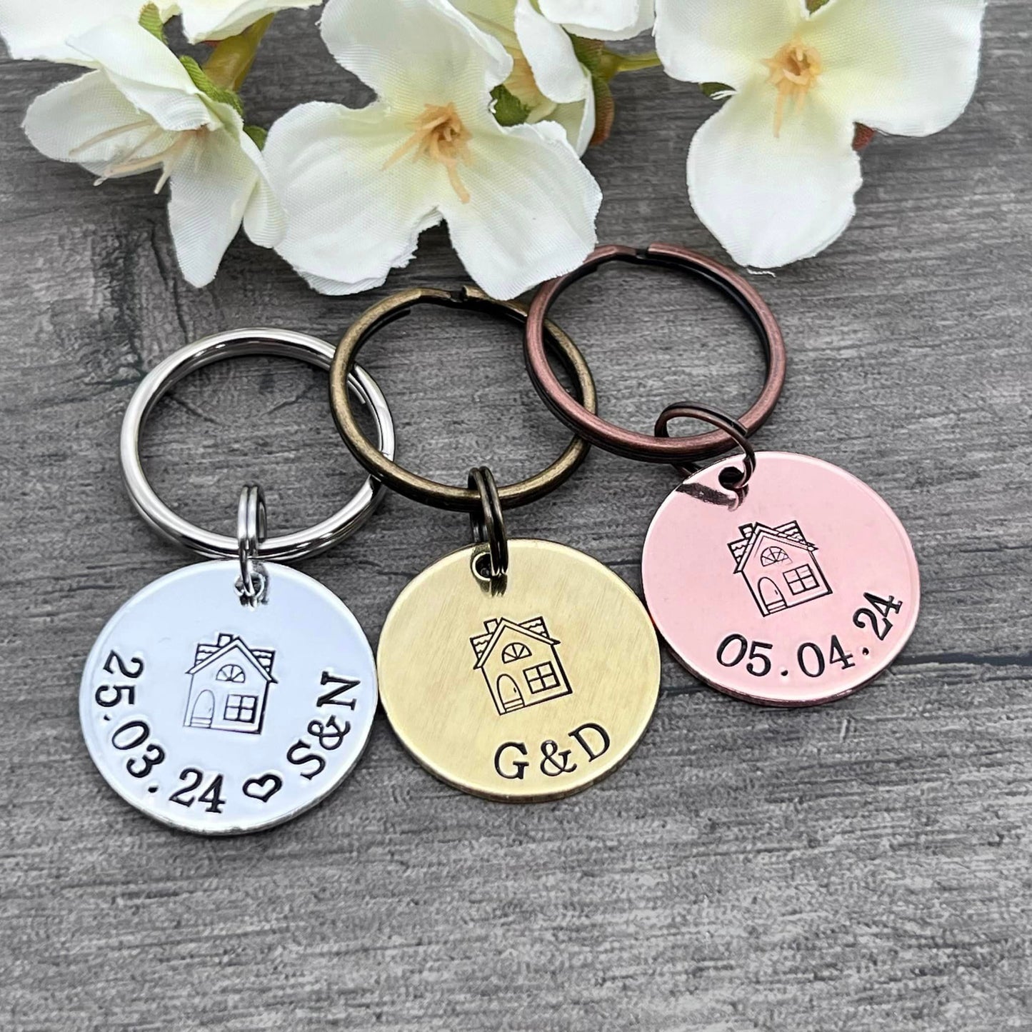 New Home Keyring, Our First Home Tag, Personalised Housewarming Moving in Gift