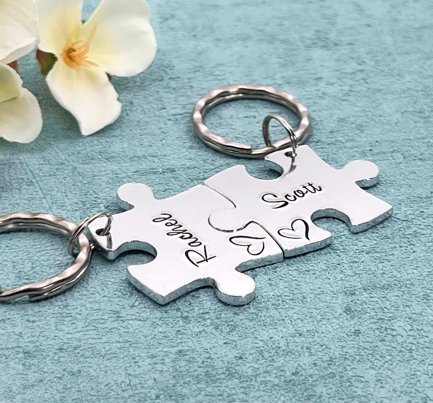 Name Best Friends/Couple's Puzzle Keyring Set