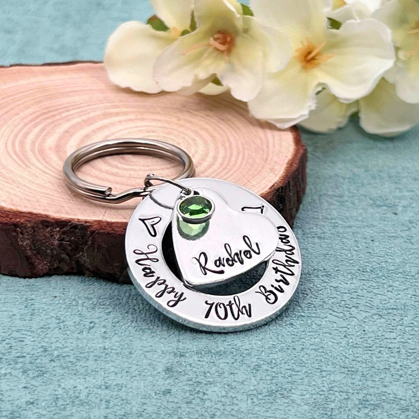 Womens 70th Birthday Keyring