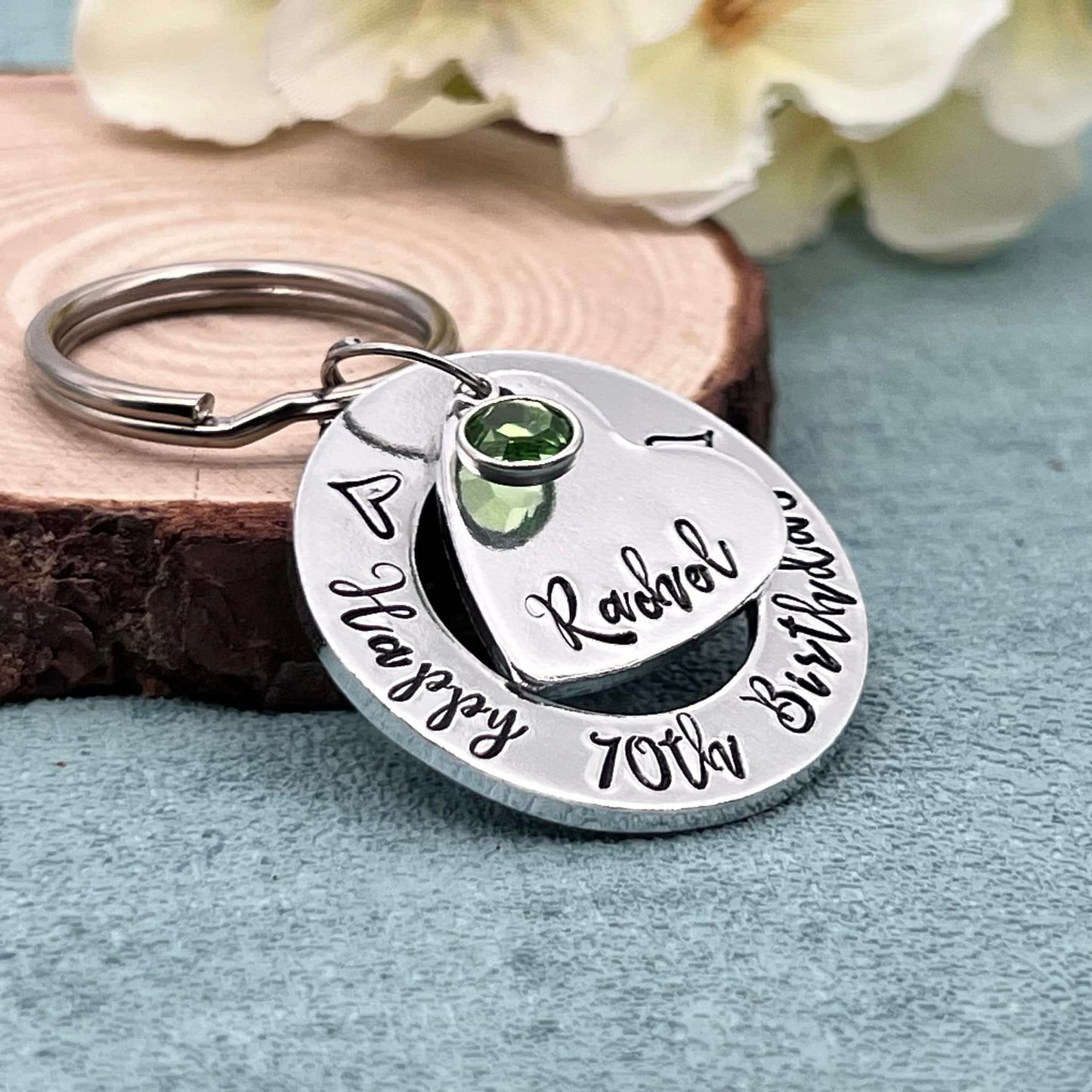 Womens 70th Birthday Keyring