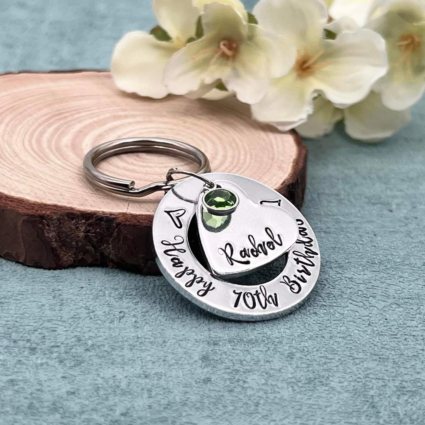 Womens 70th Birthday Keyring