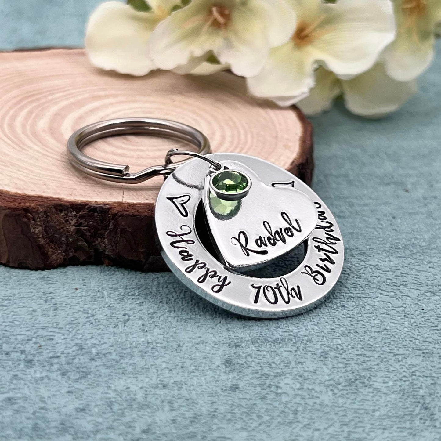Womens 70th Birthday Keyring