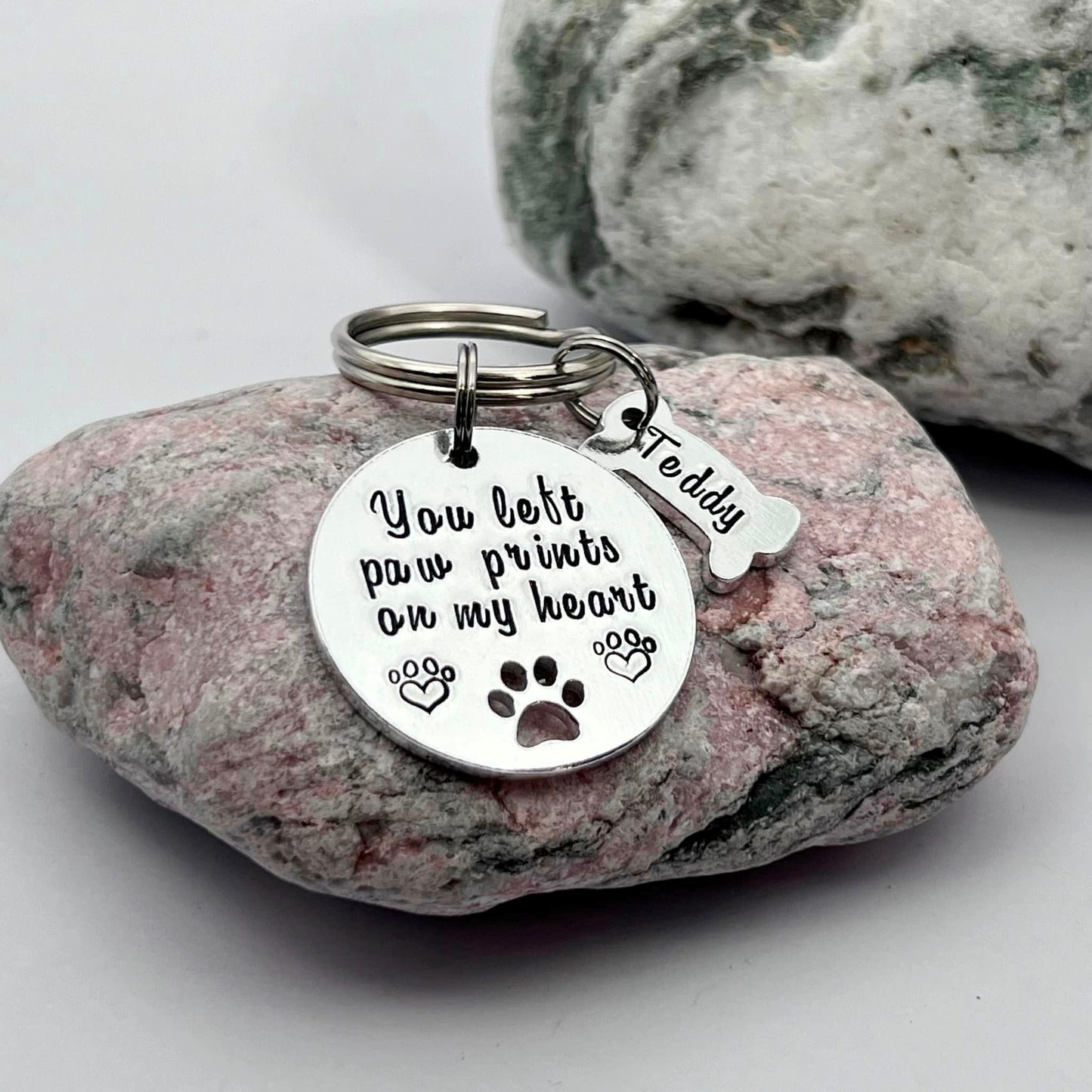 Pet Memorial Keyring, You Left Paw Prints On My Heart