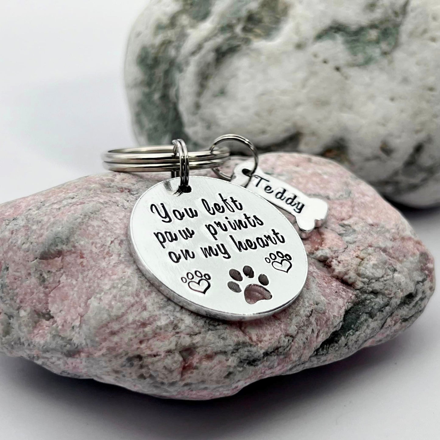 Pet Memorial Keyring, You Left Paw Prints On My Heart