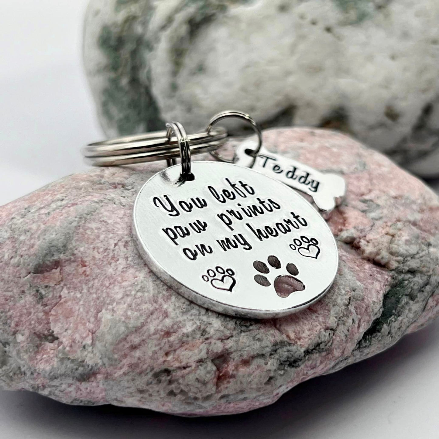 Pet Memorial Keyring, You Left Paw Prints On My Heart