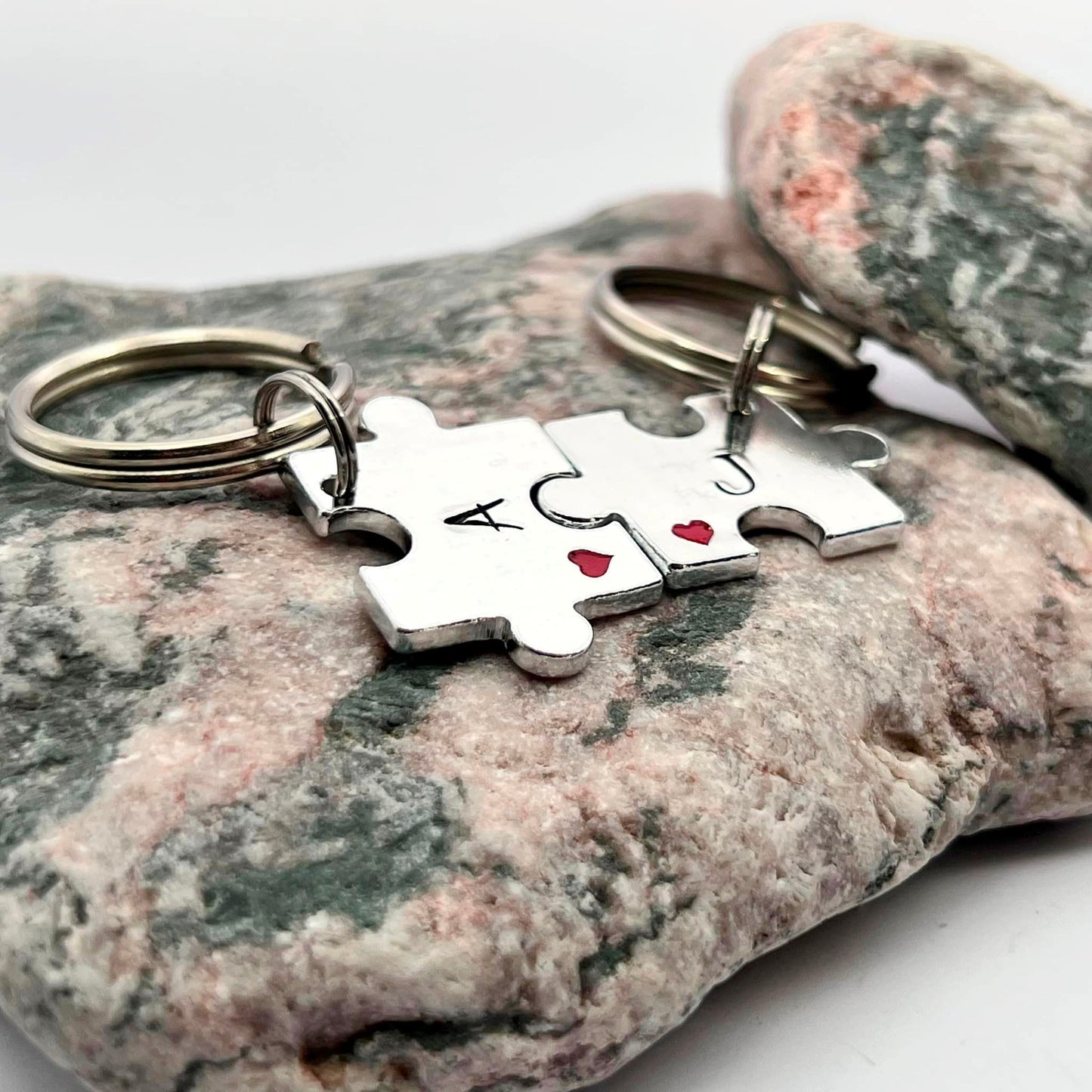 Personalised Initial Mini Puzzle Keyring, Couple's Gift