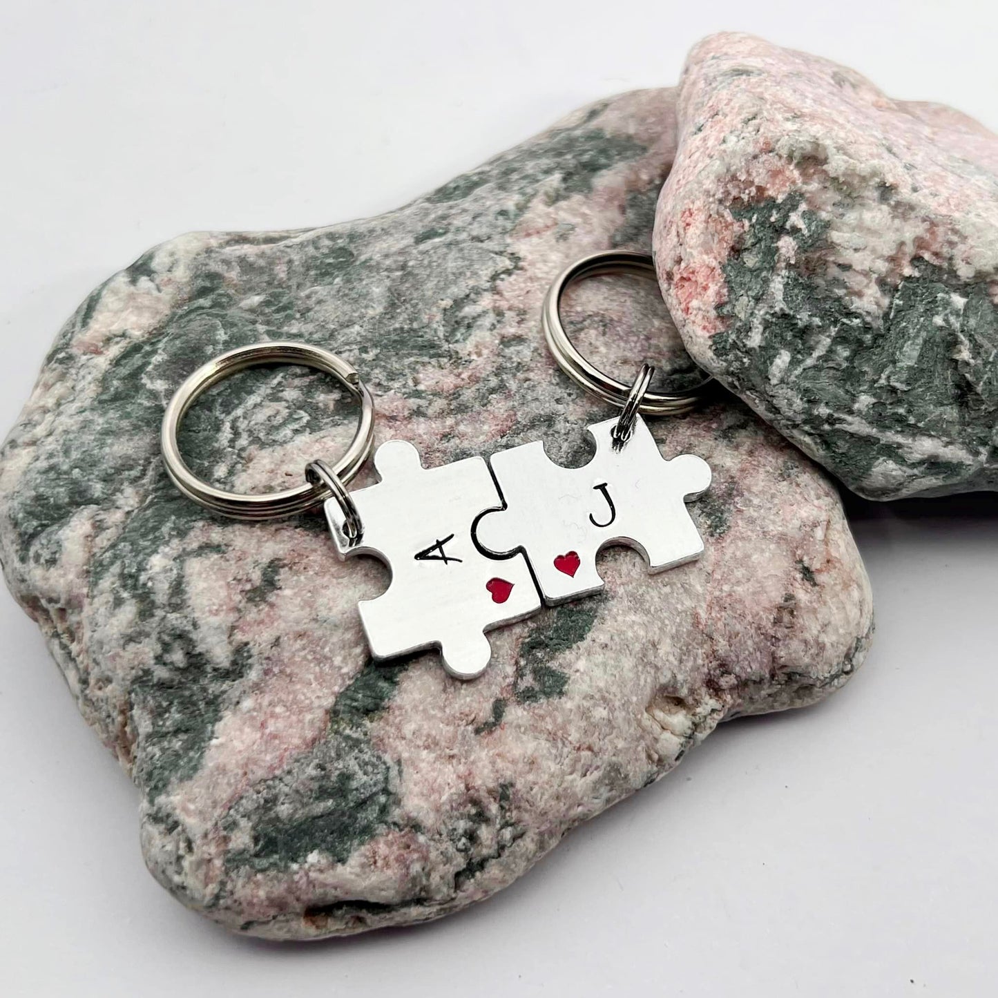 Personalised Initial Mini Puzzle Keyring, Couple's Gift