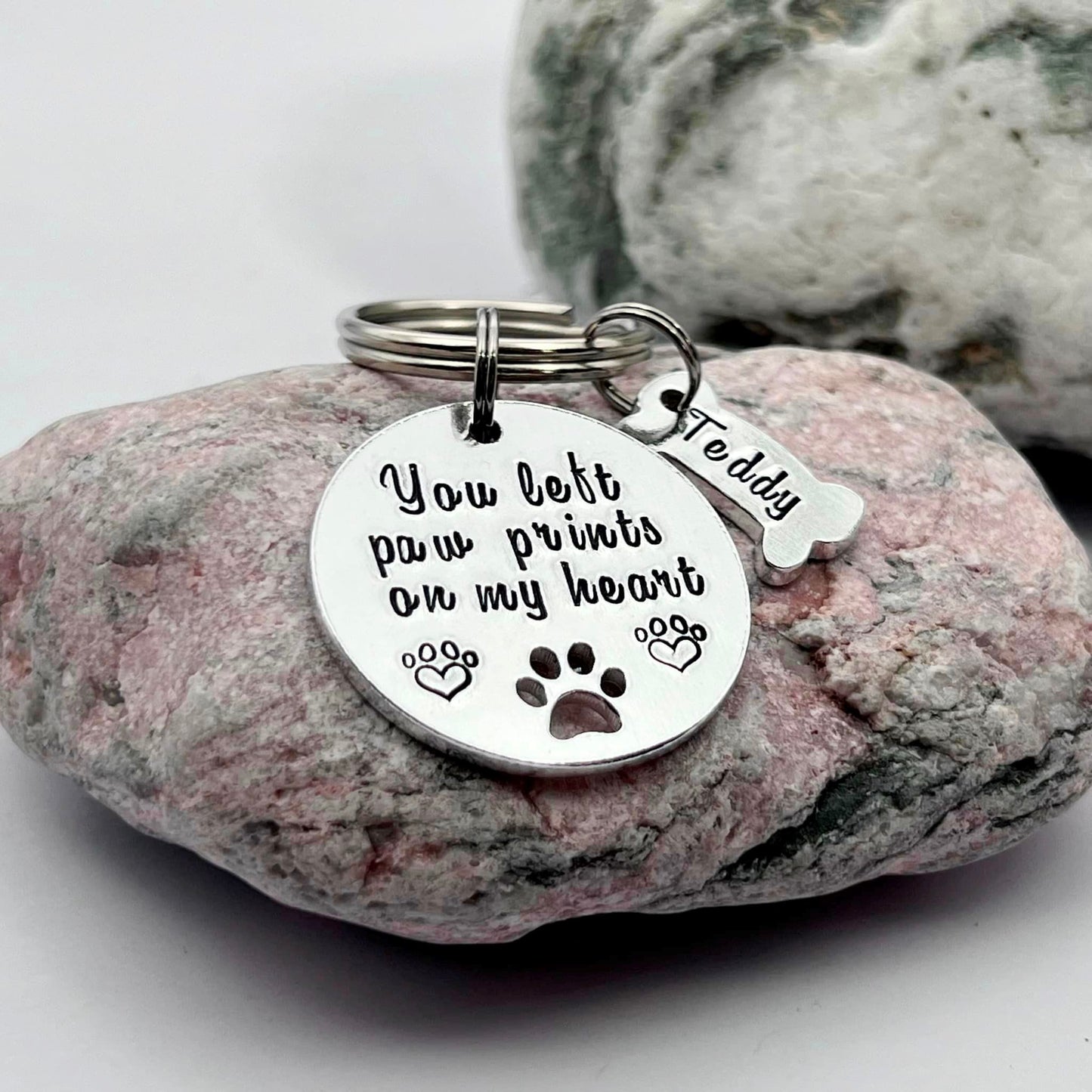 Pet Memorial Keyring, You Left Paw Prints On My Heart