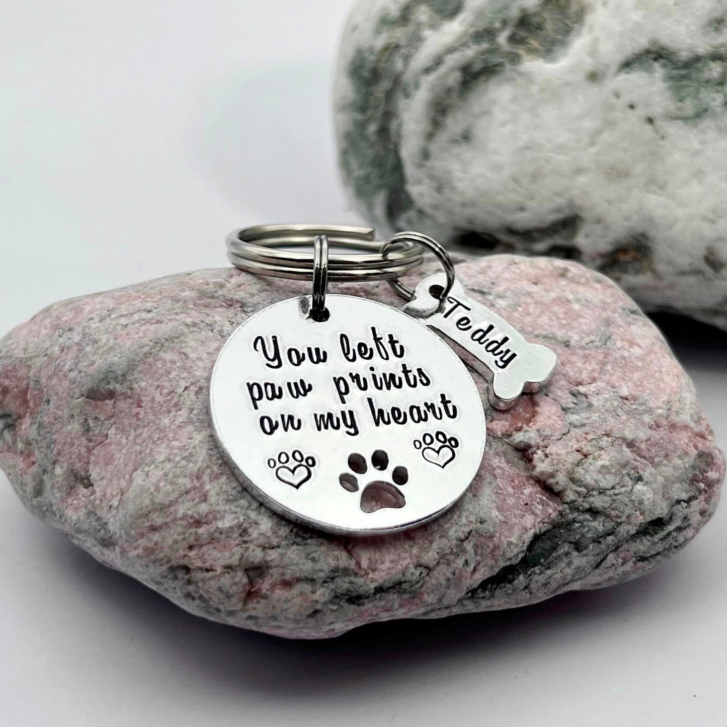 Pet Memorial Keyring, You Left Paw Prints On My Heart
