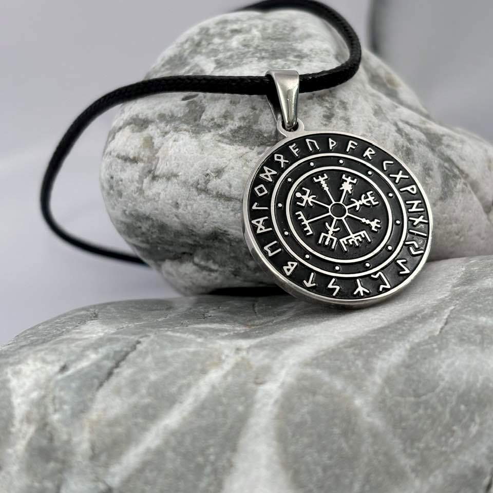 Icelandic Vegvísir wayfinder compass pendant necklace