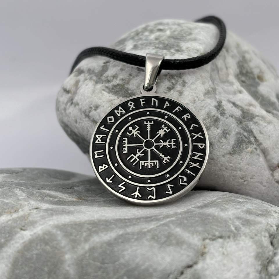 Icelandic Vegvísir wayfinder compass pendant necklace
