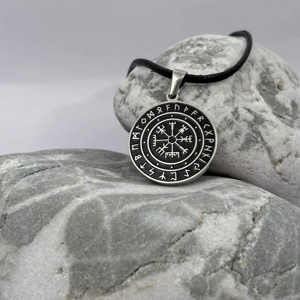 Icelandic Vegvísir wayfinder compass pendant necklace