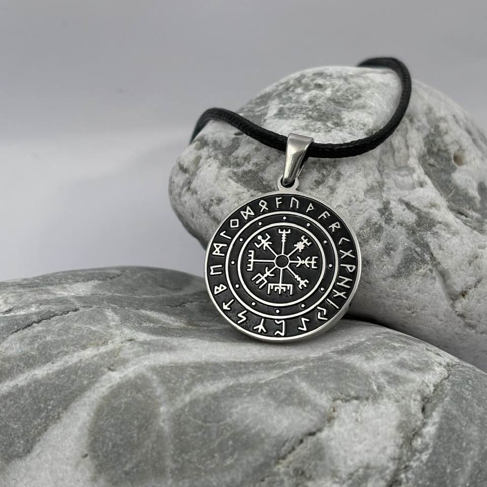 Icelandic Vegvísir wayfinder compass pendant necklace