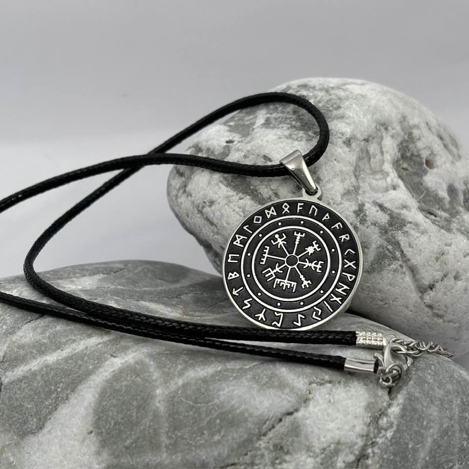 Icelandic Vegvísir wayfinder compass pendant necklace