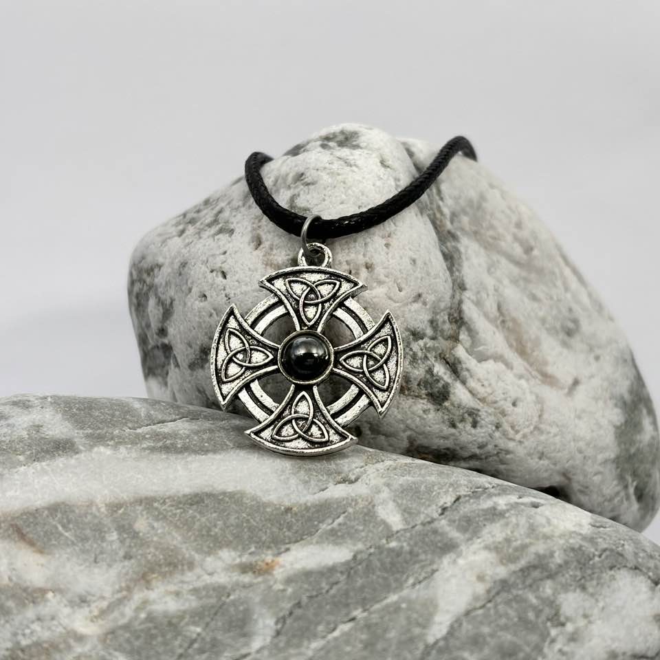 Celtic Knot Cross Round Pendant Necklace