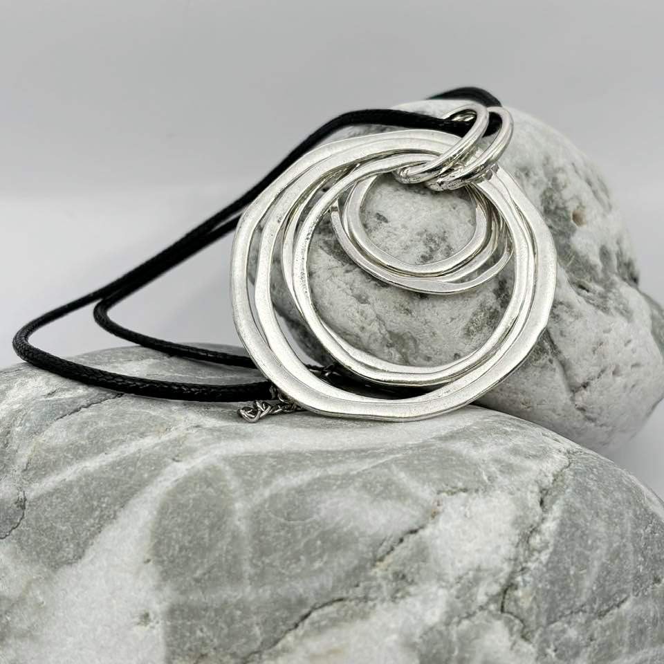 Circle double sided pendant necklace