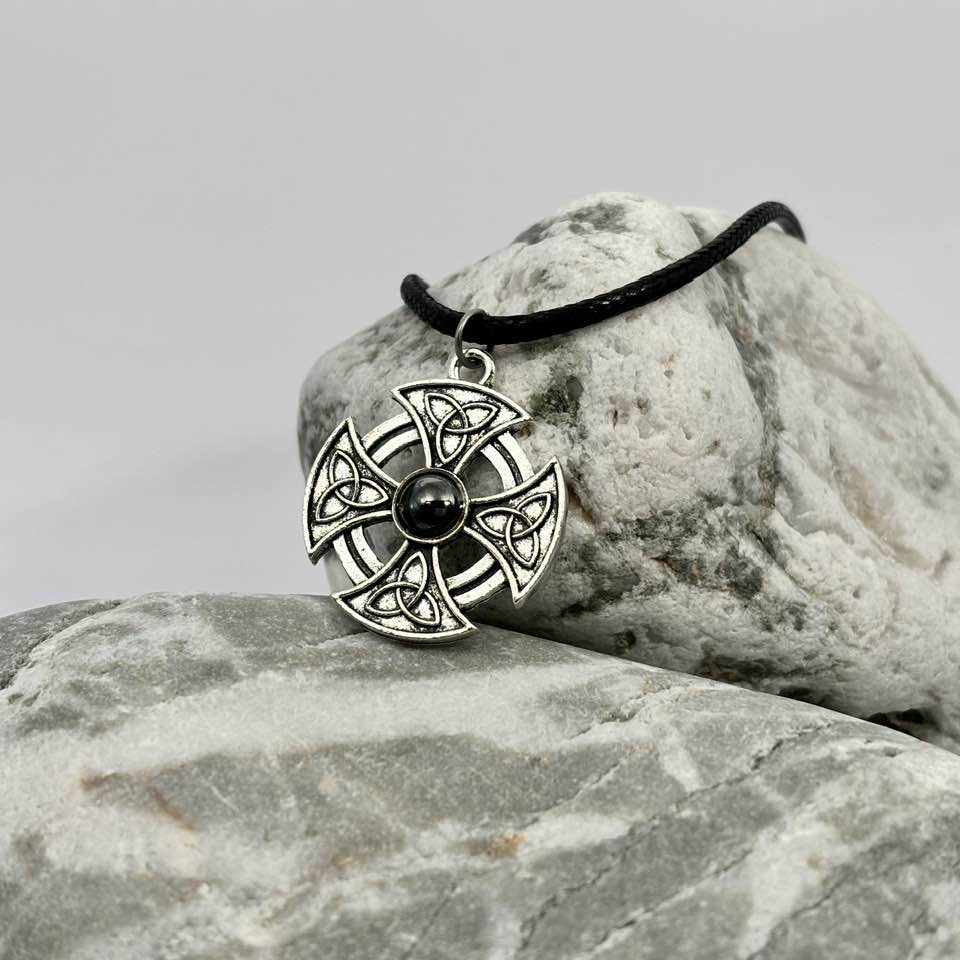 Celtic Knot Cross Round Pendant Necklace
