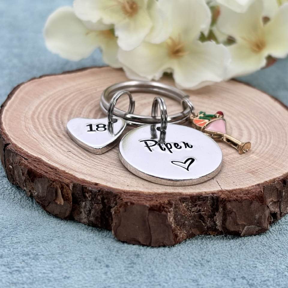 Girls 18th Birthday Gift, 18th Birthday Keyring, Personalised Eighteenth Birthday Keyring
