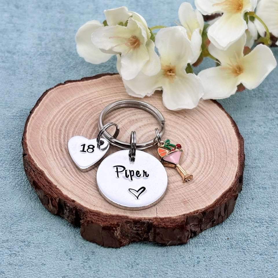 Girls 18th Birthday Gift, 18th Birthday Keyring, Personalised Eighteenth Birthday Keyring