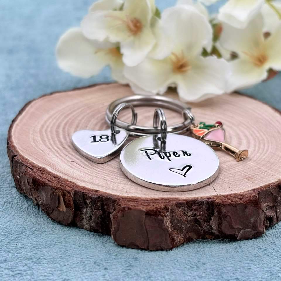 Girls 18th Birthday Gift, 18th Birthday Keyring, Personalised Eighteenth Birthday Keyring
