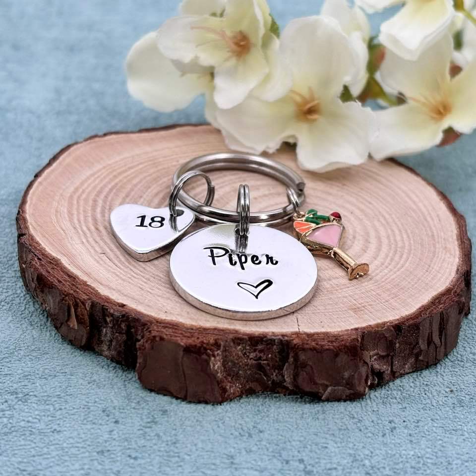 Girls 18th Birthday Gift, 18th Birthday Keyring, Personalised Eighteenth Birthday Keyring
