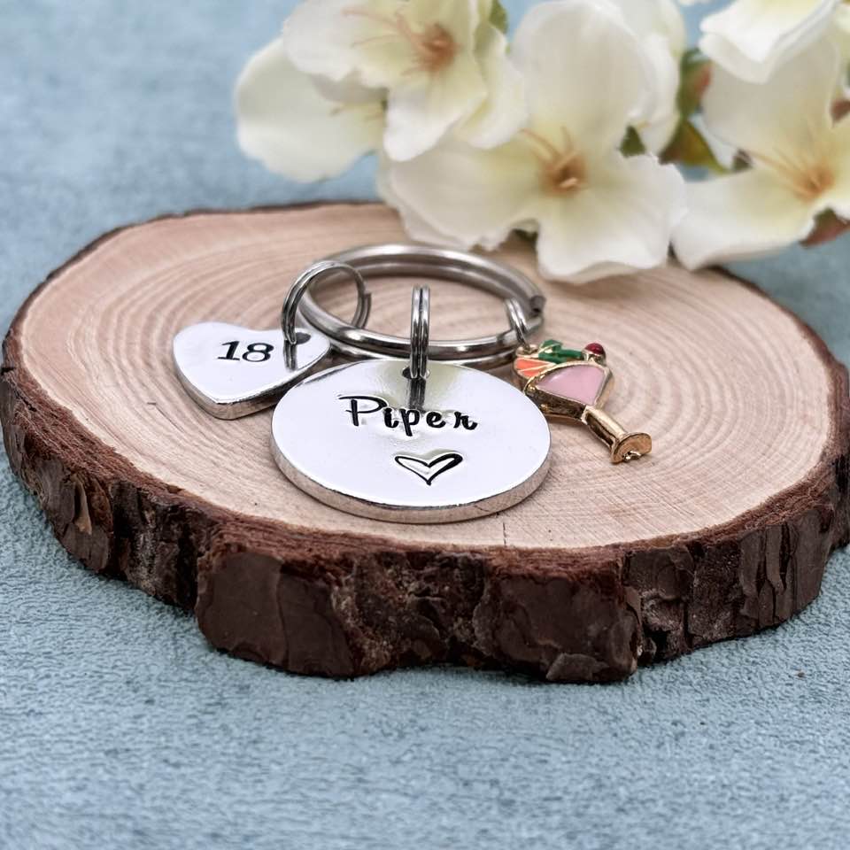 Girls 18th Birthday Gift, 18th Birthday Keyring, Personalised Eighteenth Birthday Keyring