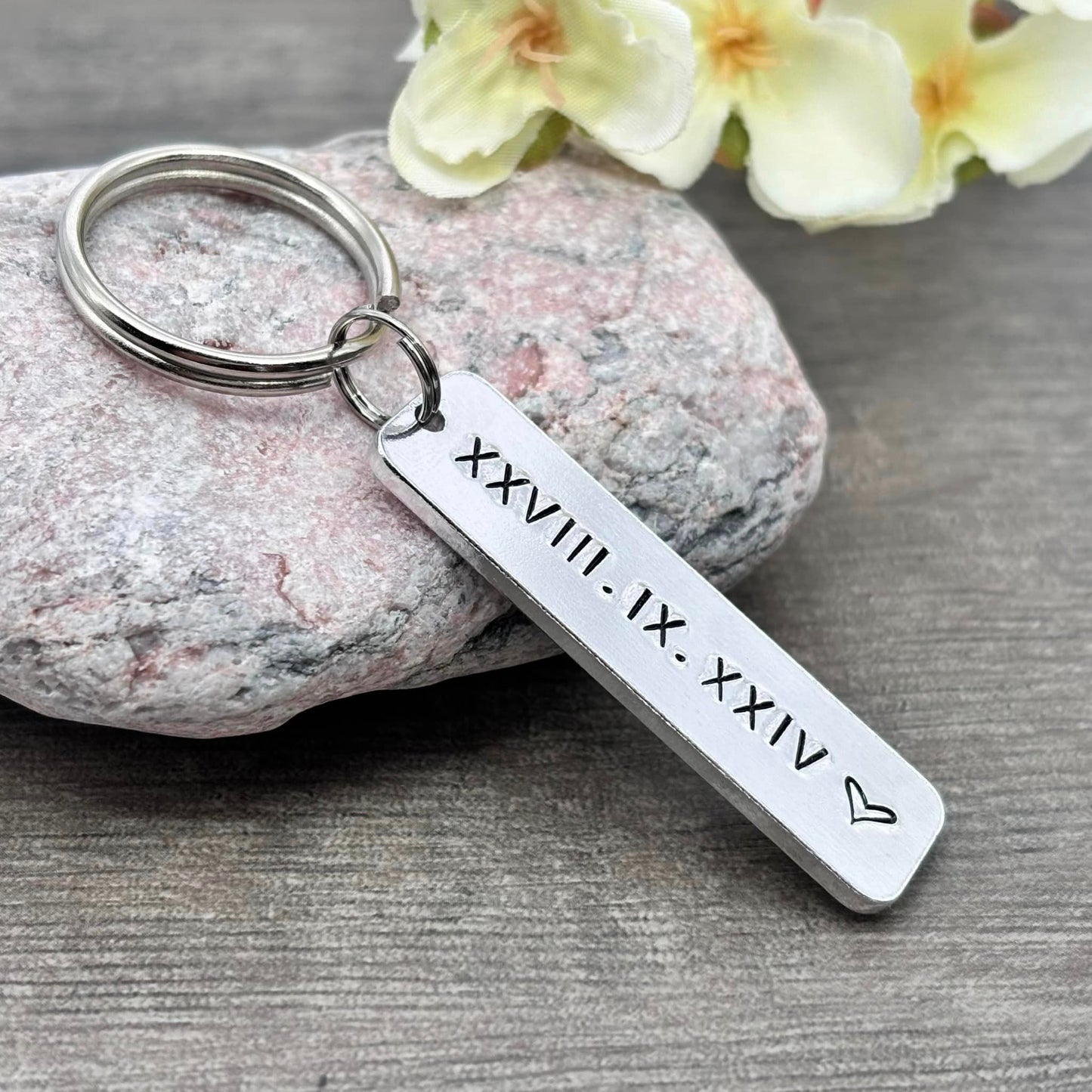 Special Date/Roman Numerals Couple's Keyring