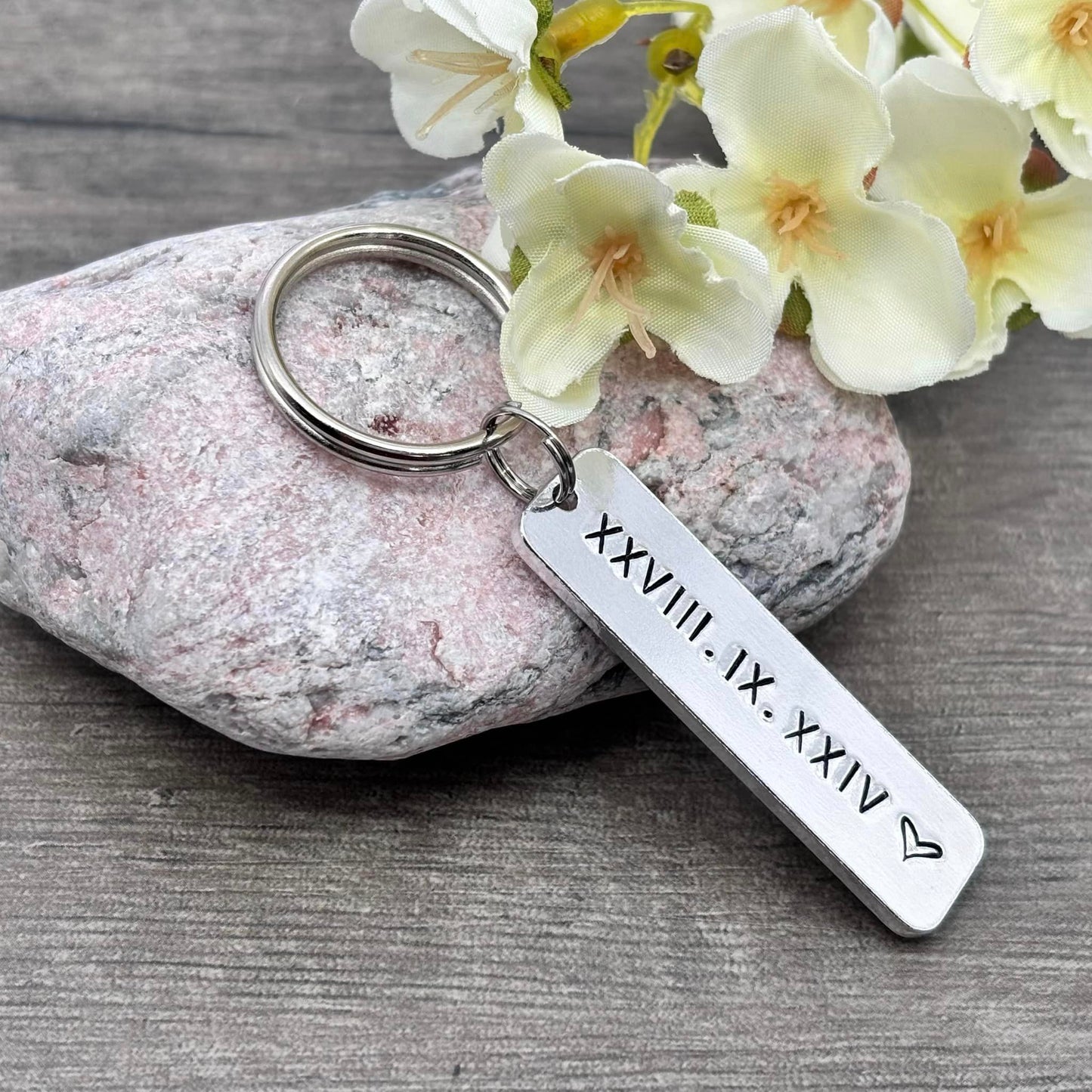 Special Date/Roman Numerals Couple's Keyring