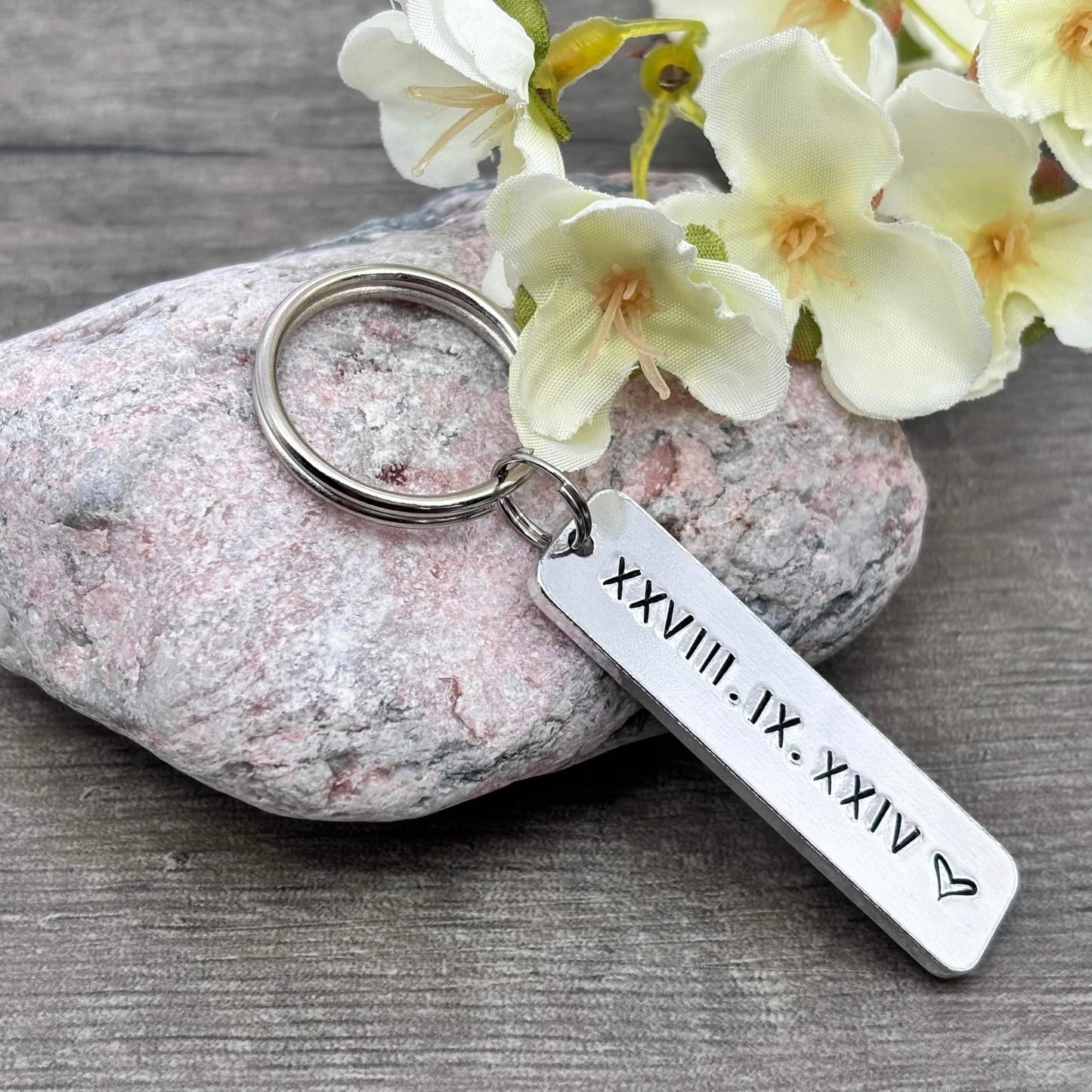 Special Date/Roman Numerals Couple's Keyring