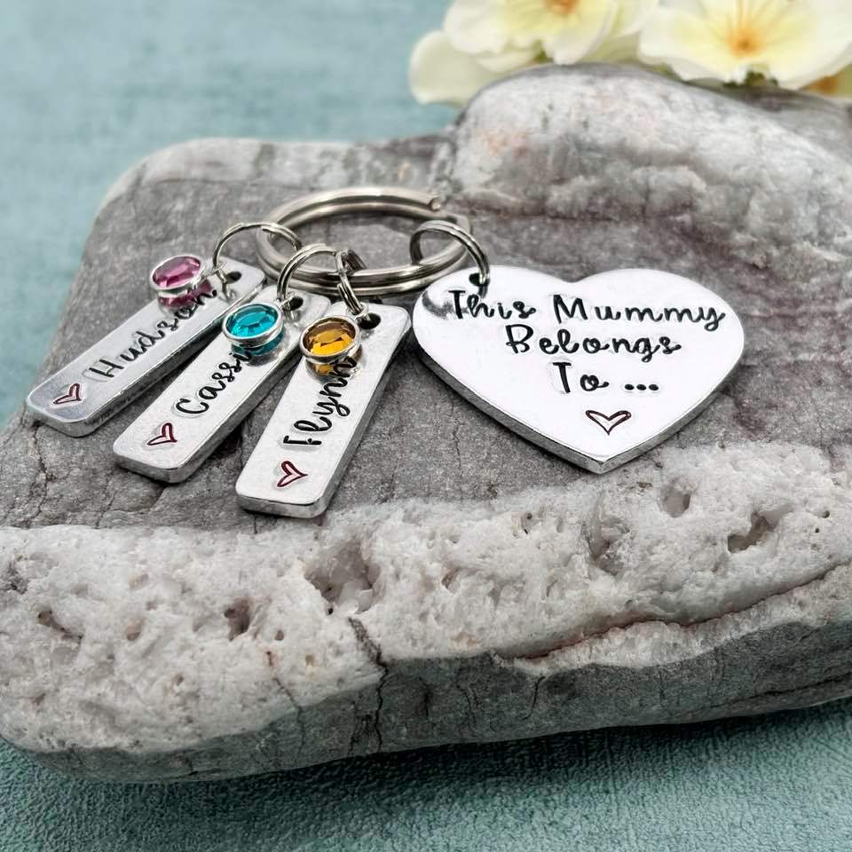 'This Mummy Belongs To' Keyring with Birthstones