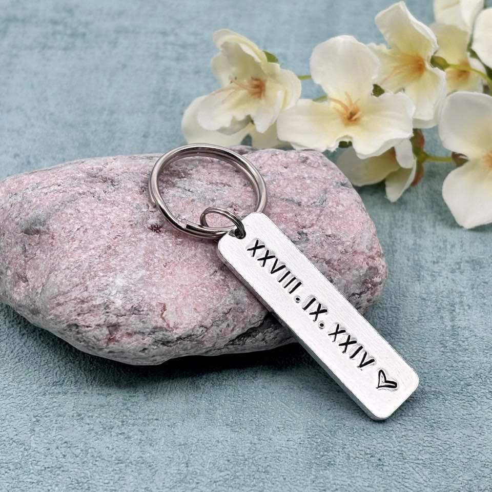Special Date/Roman Numerals Couple's Keyring