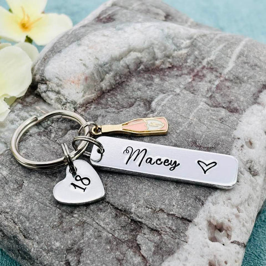 Girls 18th Birthday Gift, 18th Birthday Keyring, Personalised Eighteenth Birthday Keyring