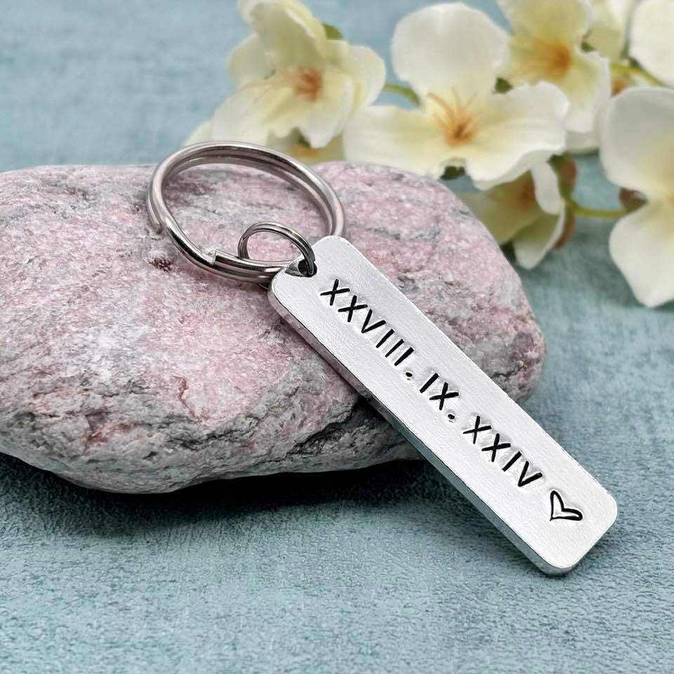 Special Date/Roman Numerals Couple's Keyring