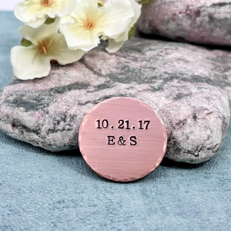 Best Husband By Par Copper Golf Ball Marker, 7th 22nd Wedding Anniversary Copper Gift for Him
