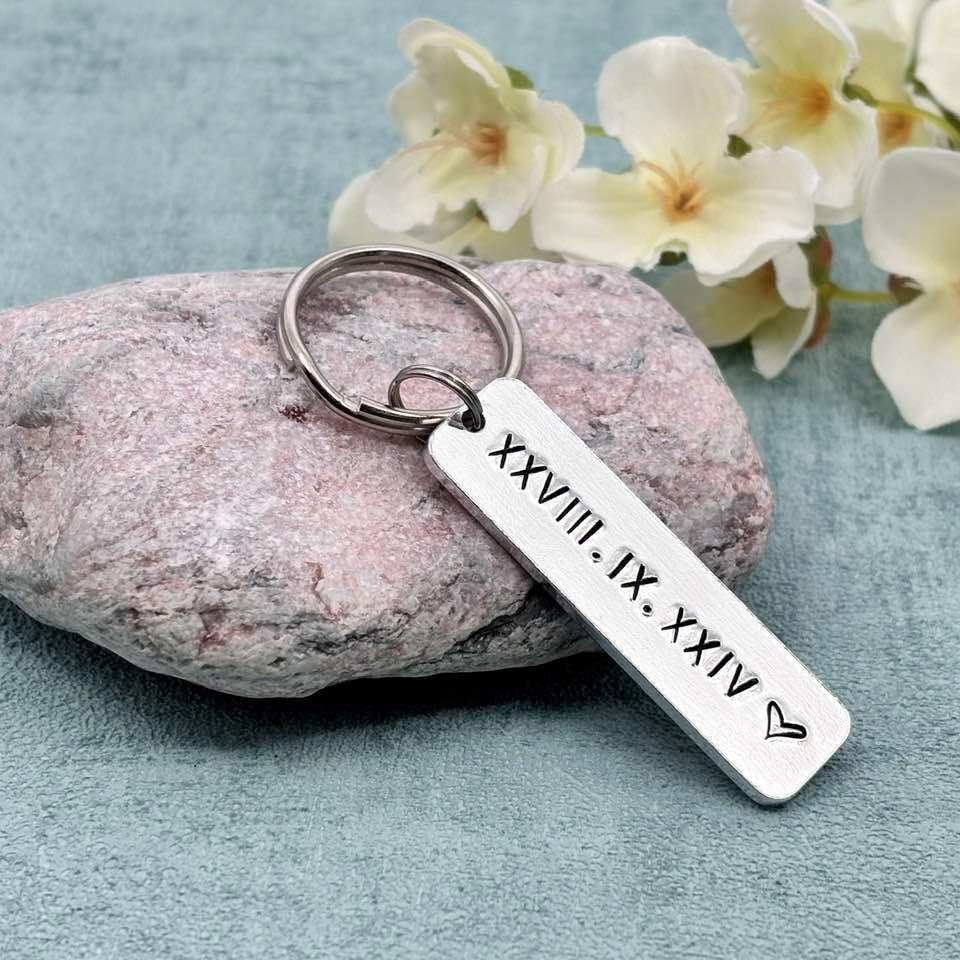 Special Date/Roman Numerals Couple's Keyring
