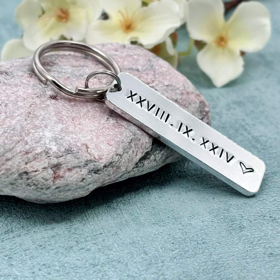 Special Date/Roman Numerals Couple's Keyring