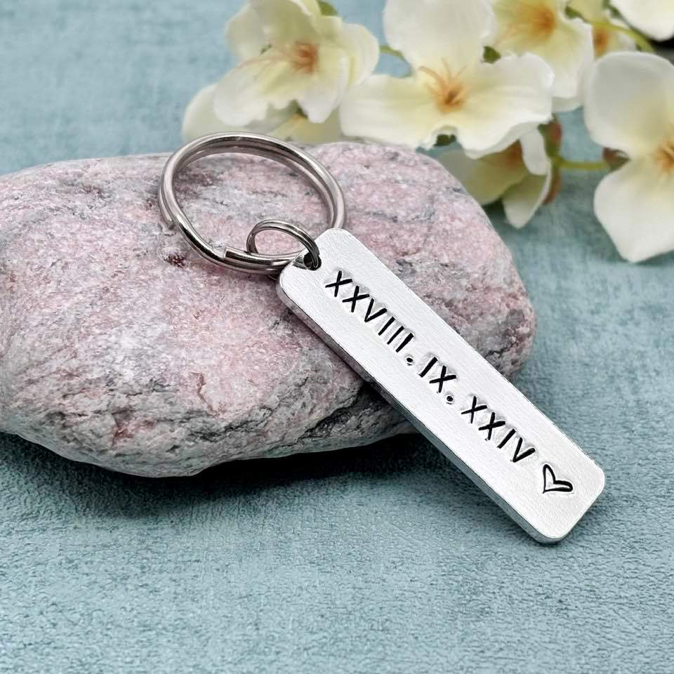 Special Date/Roman Numerals Couple's Keyring