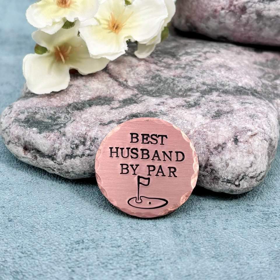 Best Husband By Par Copper Golf Ball Marker, 7th 22nd Wedding Anniversary Copper Gift for Him
