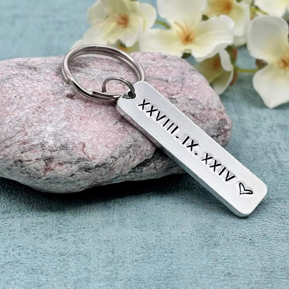 Special Date/Roman Numerals Couple's Keyring