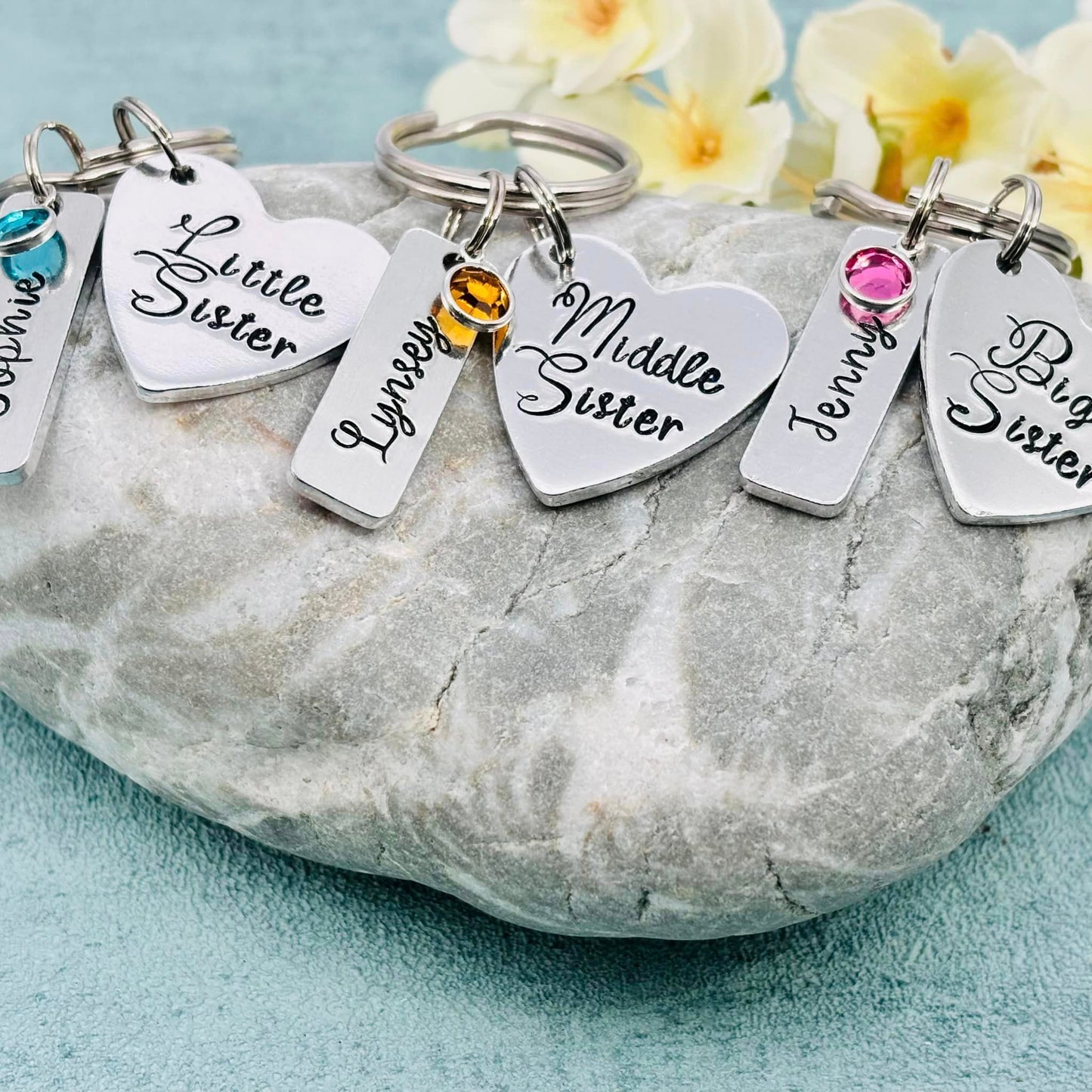 Sister's Keyring with Birthstones