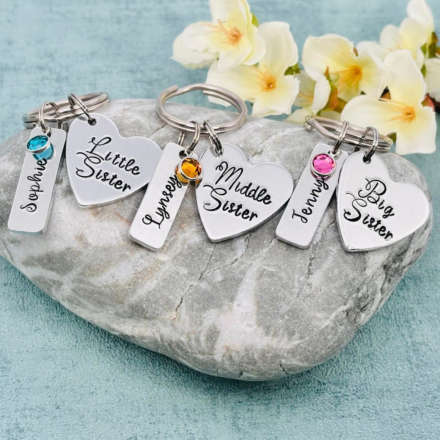Sister's Keyring with Swarovski Birthstones