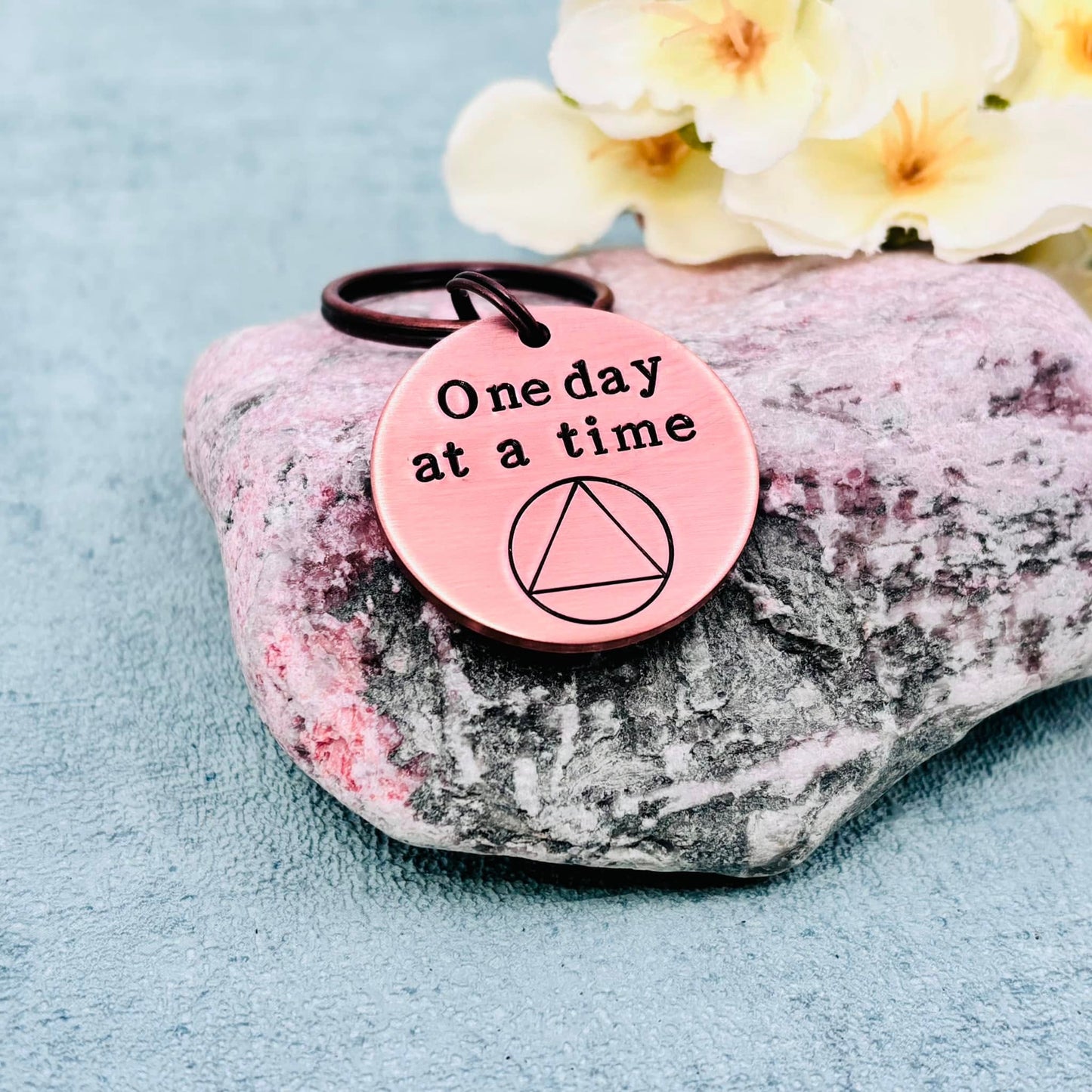 Personalised Sobriety Copper Keyring/Token