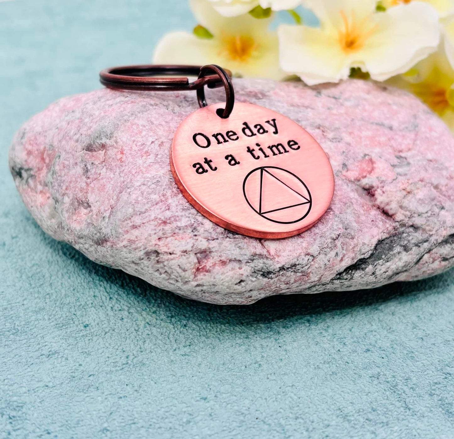 Personalised Sobriety Copper Keyring/Token