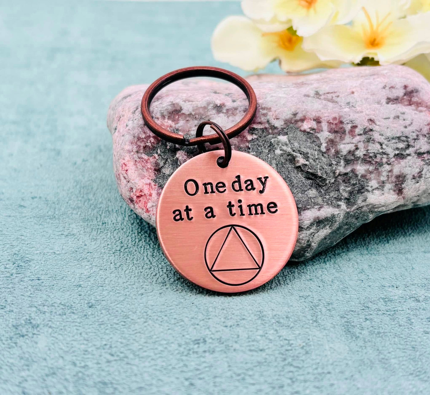 Personalised Sobriety Copper Keyring/Token